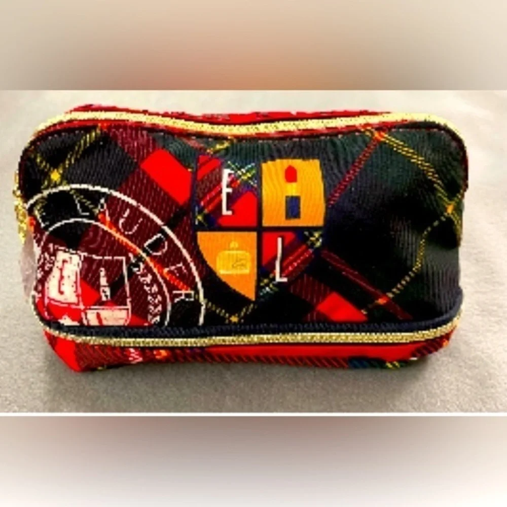 🎄Estée Lauder cloth Christmas make up / travel bag with top & bottom zipper NEW